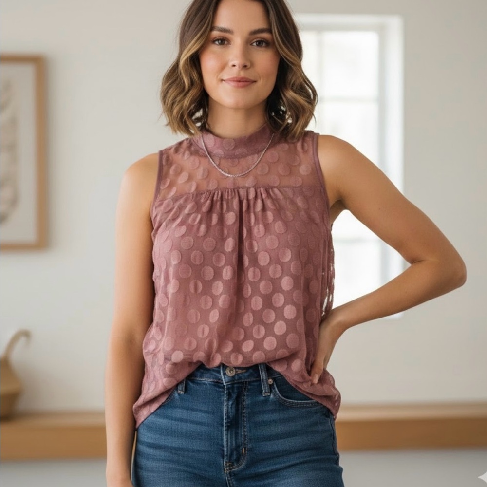 Shannon Ford NY trendy high neck blouse size S pink